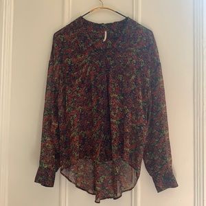 Free People Tapered Floral Button Down